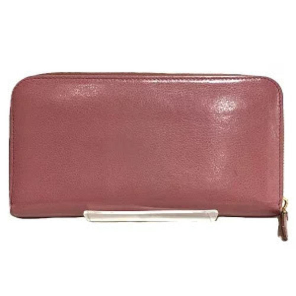 Prada Leather Zipper Round LOTO Wallet Long Black